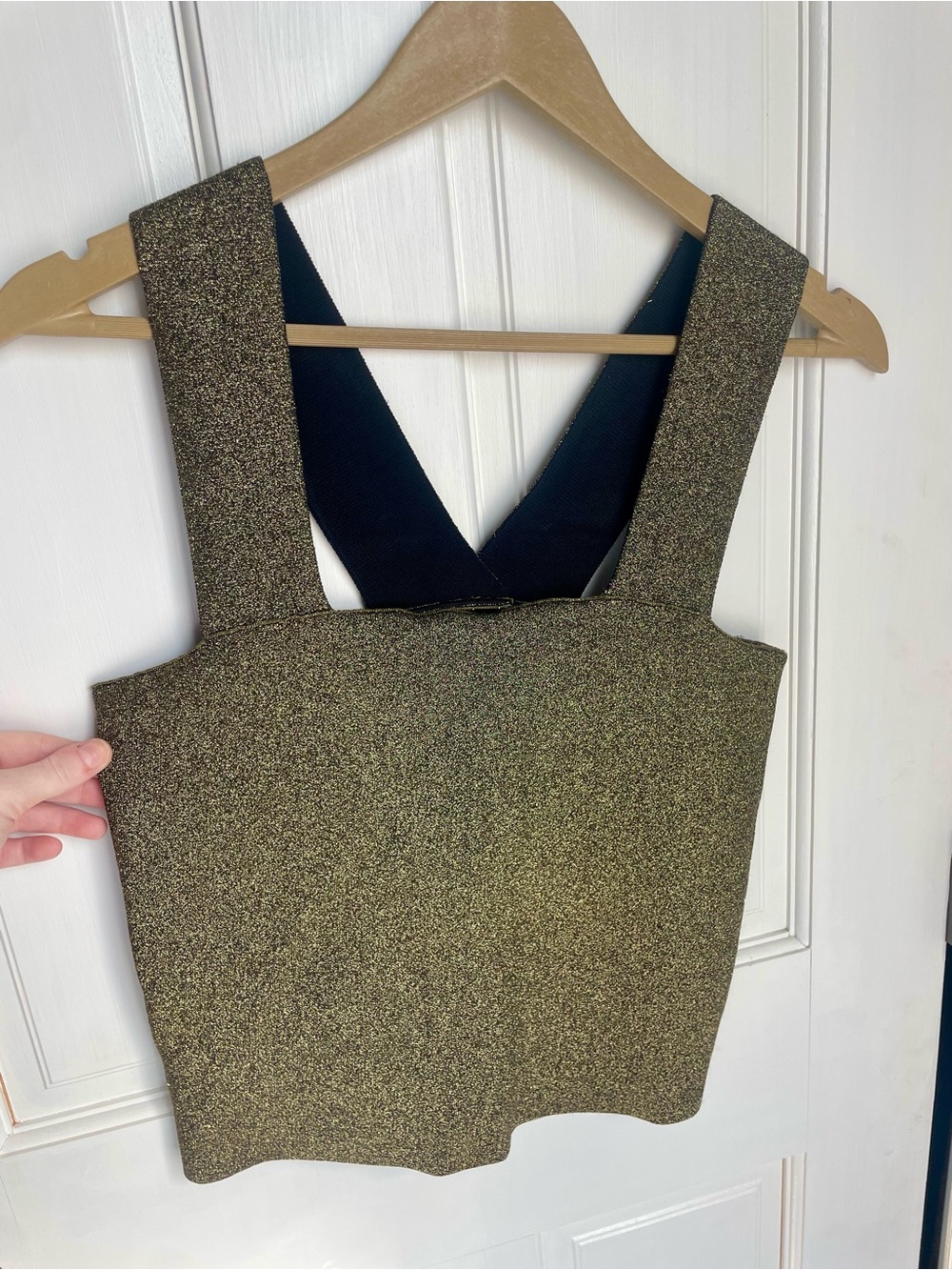 Gianni Bini Glitter Gold Square-Neck Top